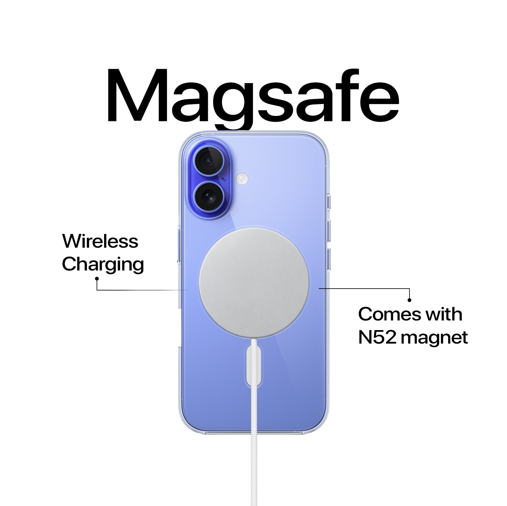 Anti Yellow Magsafe Transparent Clear Case - Iphone 16 (CRYSTAL White TITANIUM)