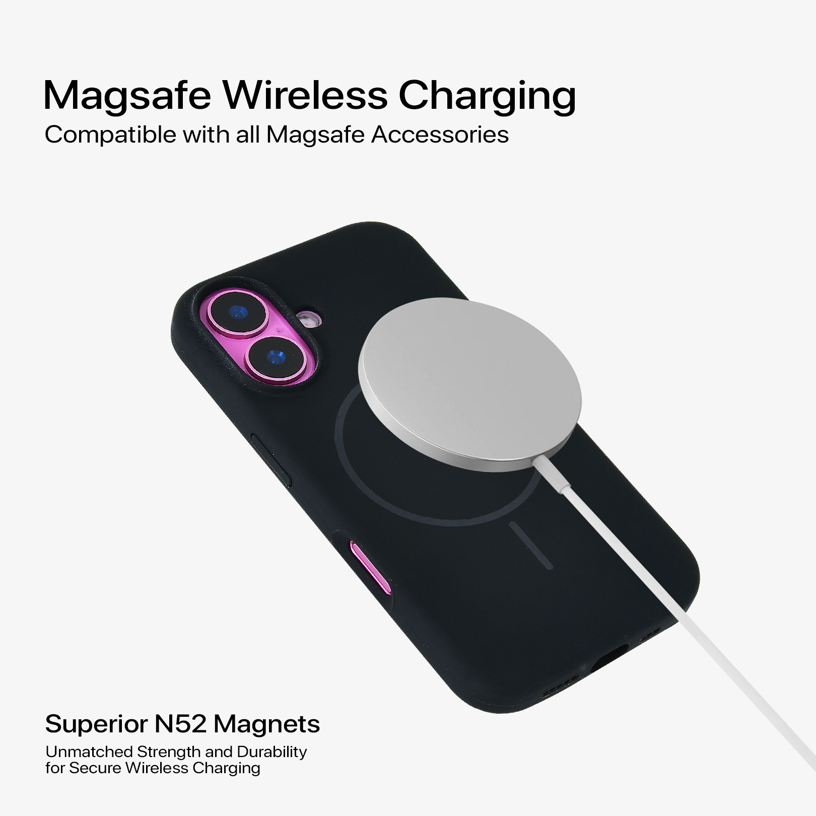 Anti Dust Magsafe Silicone Case - Iphone 16 Plus (Black)
