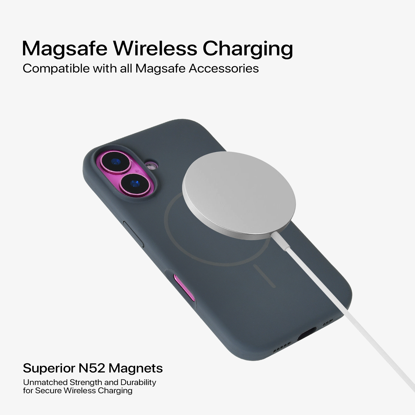 Anti Dust Magsafe Silicone Case - Iphone 16 Plus (Grey)