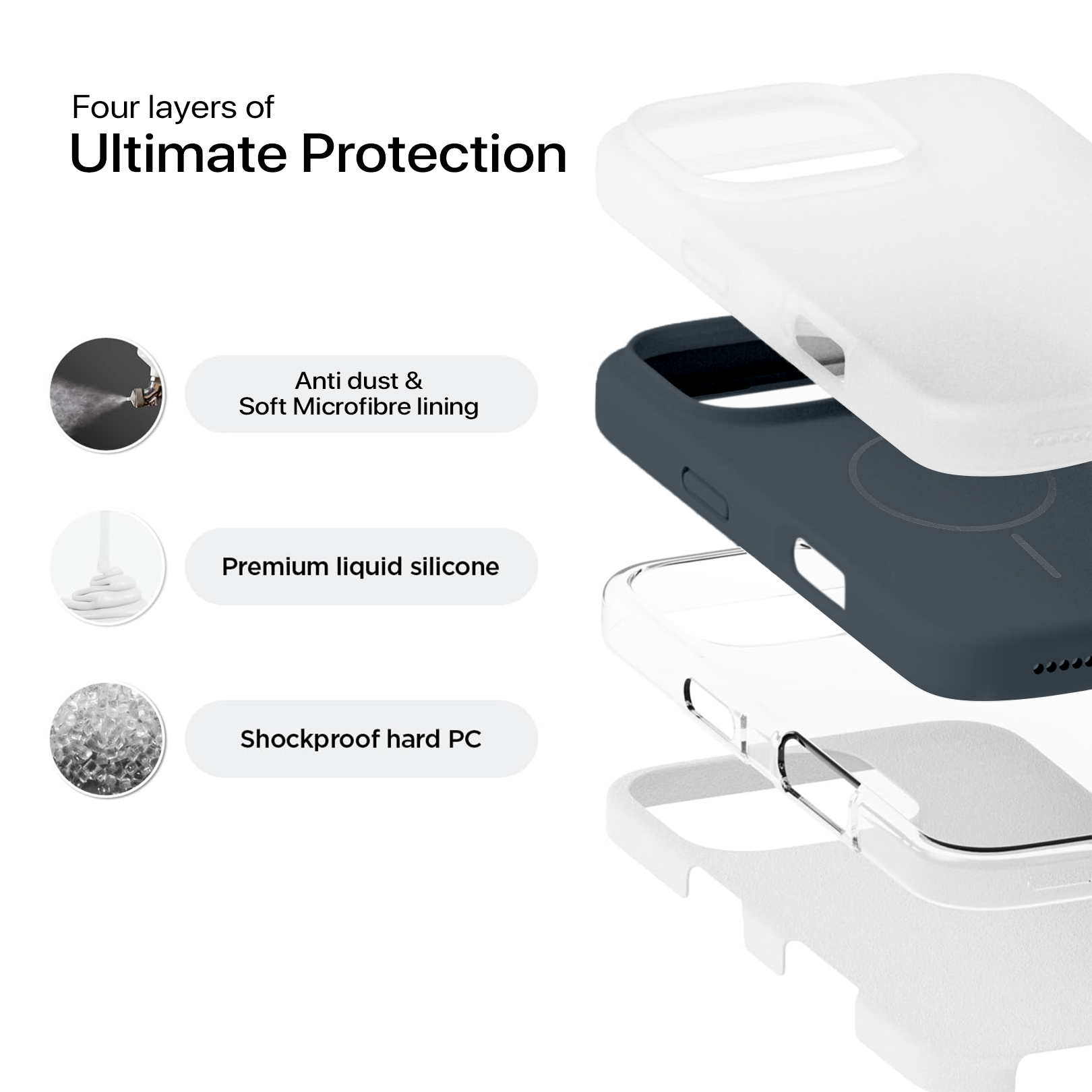 Anti Dust Magsafe Silicone Case - Iphone 13 Pro (Grey)