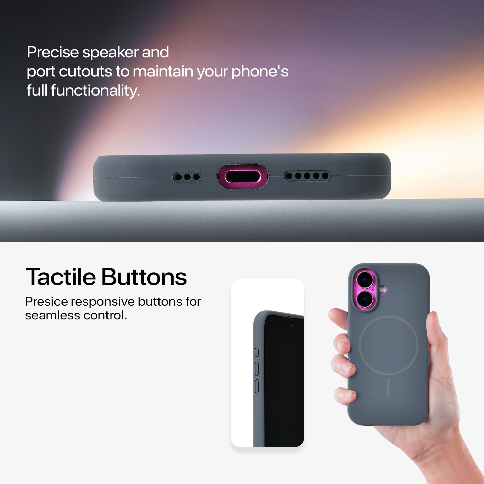 Anti Dust Magsafe Silicone Case - Iphone 16 Plus (Grey)