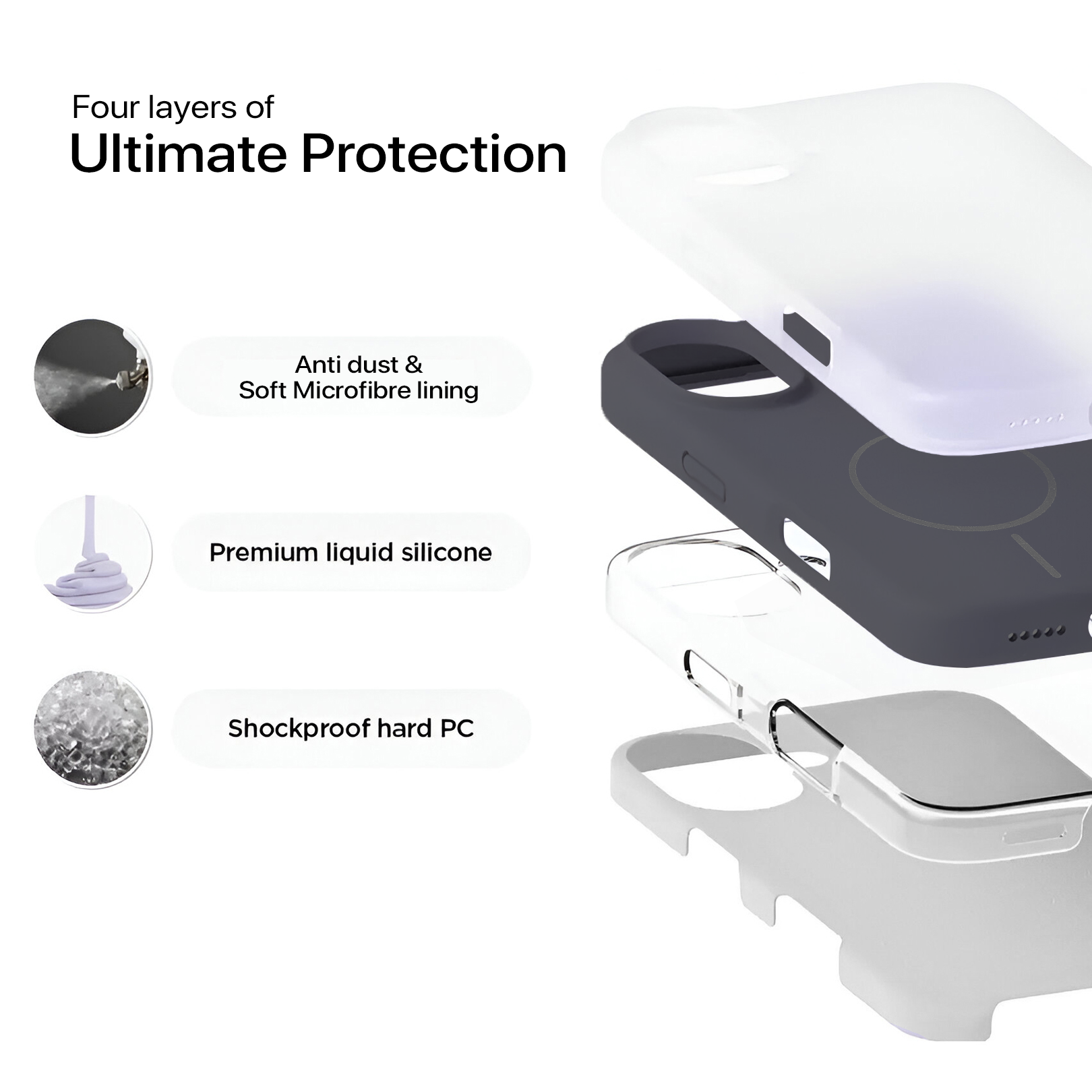 Anti Dust Magsafe Silicone Case - Iphone 16 Plus (Grey)