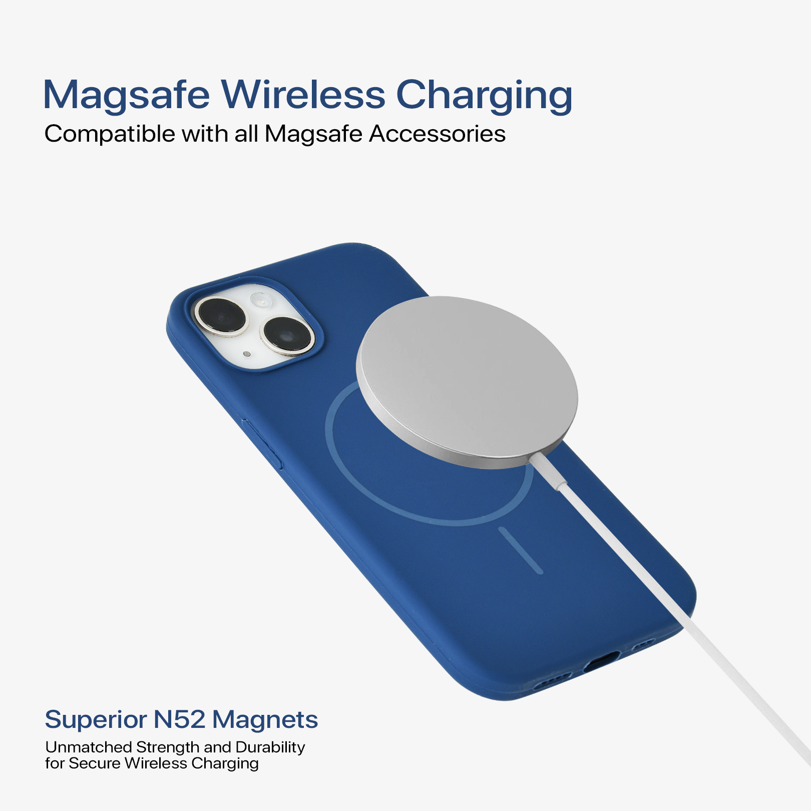 Anti Dust Magsafe Silicone Case - Iphone 14 Plus (Denim Blue)
