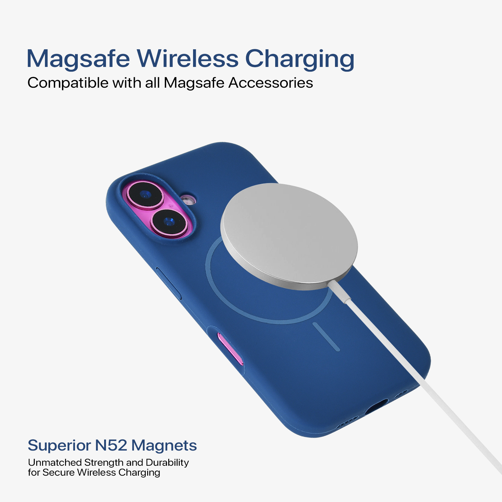 Anti Dust Magsafe Silicone Case - Iphone 16 Plus ( Denim Blue)