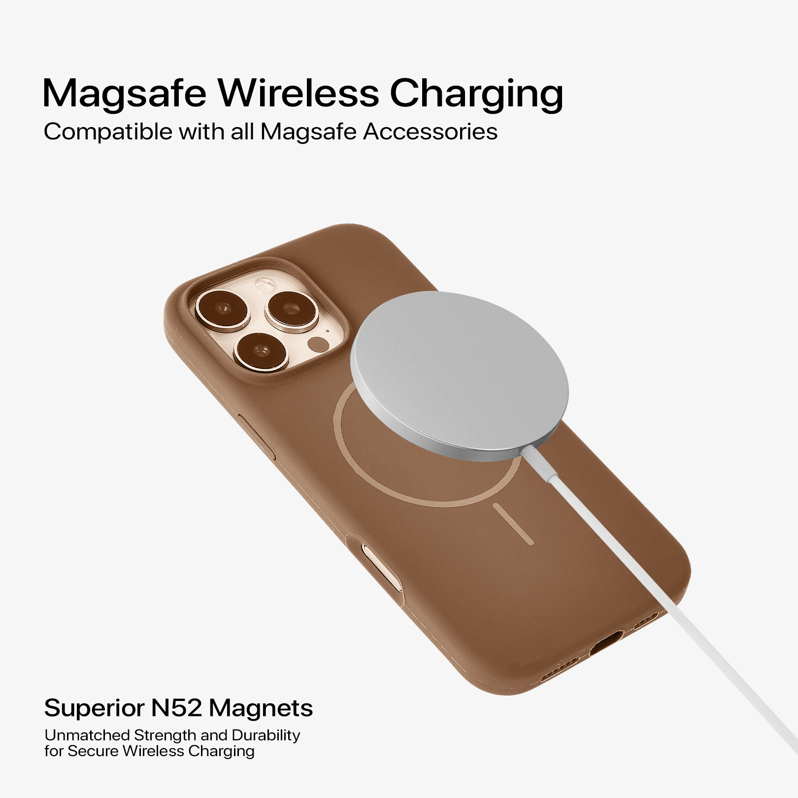 Anti Dust MagSafe Silicone Case - IPhone 14 pro ( Brown)