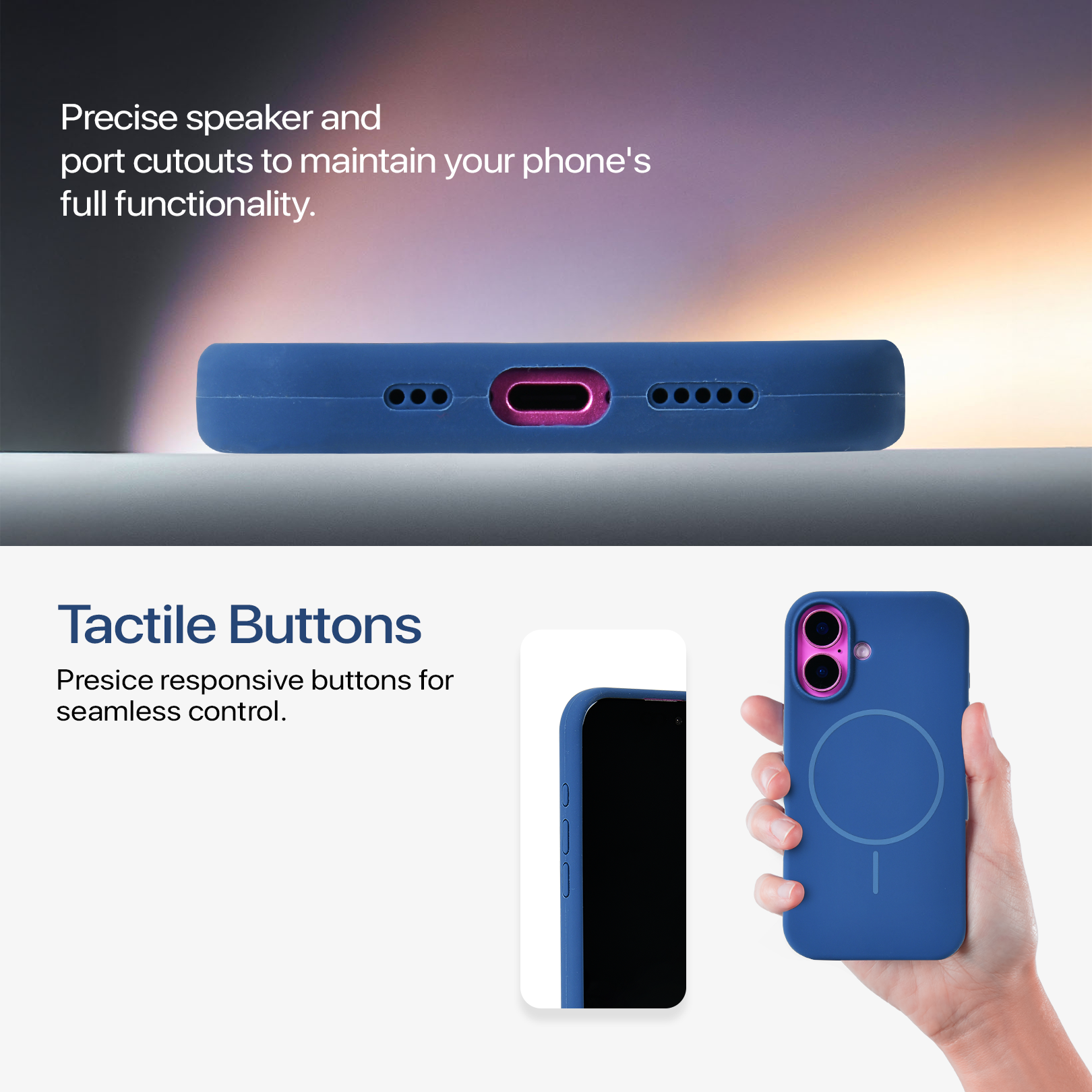 Anti Dust Magsafe Silicone Case - Iphone 16 Plus ( Denim Blue)