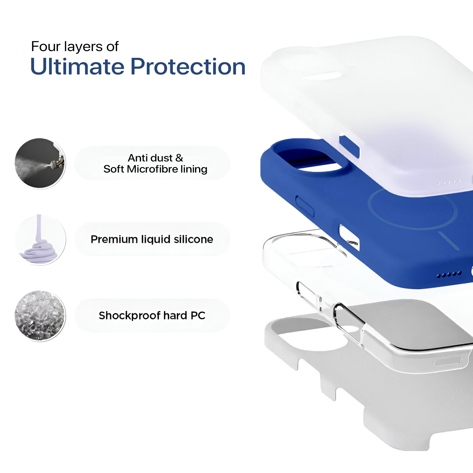 Anti Dust Magsafe Silicone Case - Iphone 16 Plus ( Denim Blue)