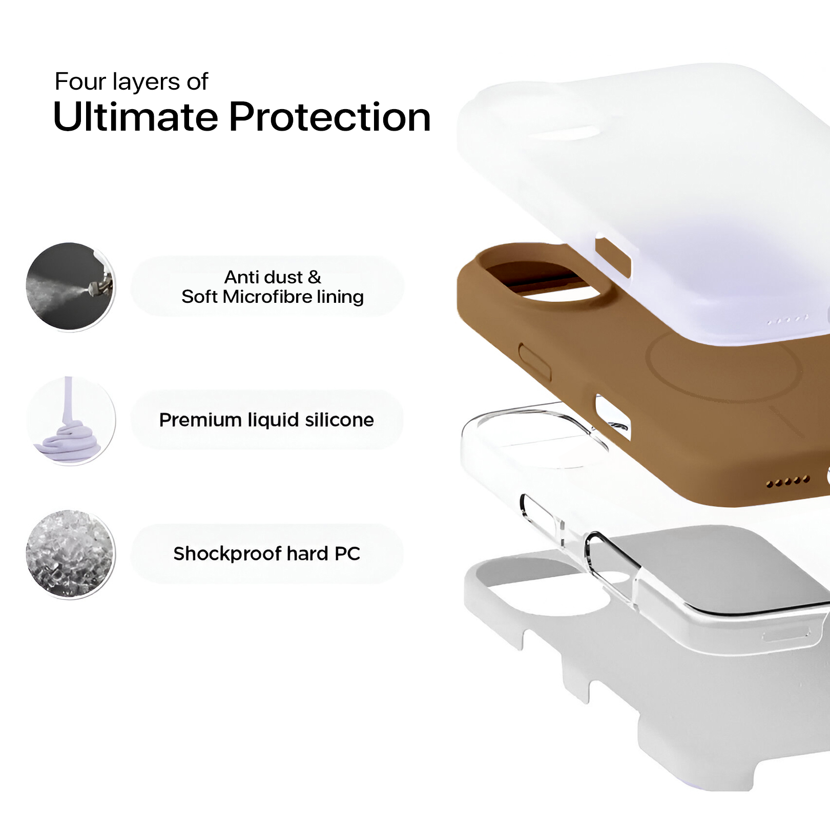 Anti Dust MagSafe Silicone Case - IPhone 16 ( Brown)