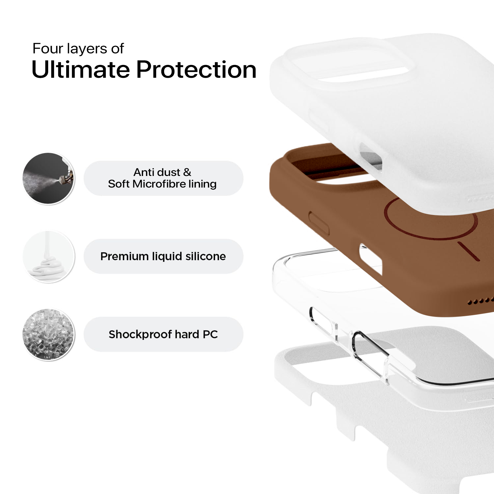 Anti Dust MagSafe Silicone Case - IPhone 15 plus ( Brown)