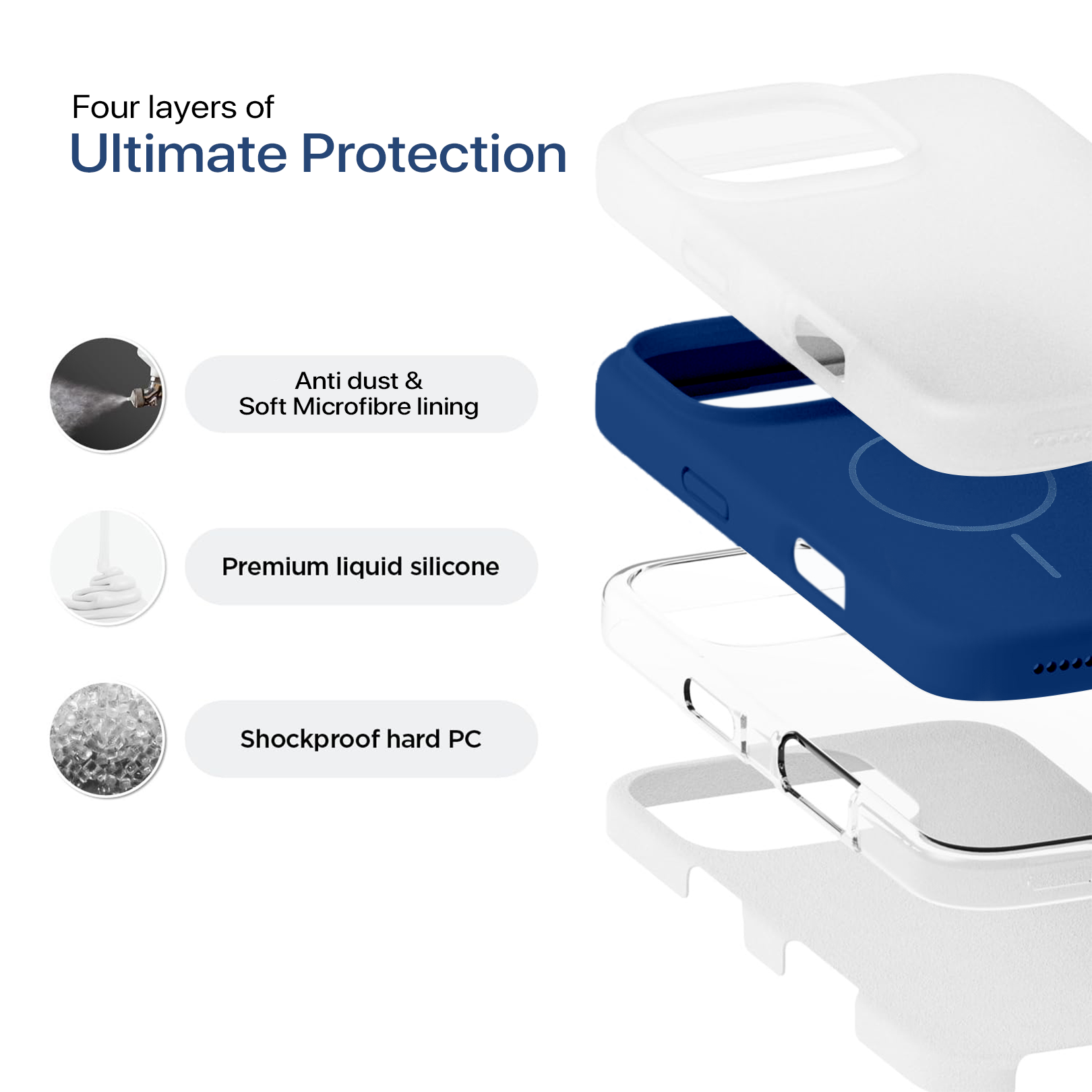 Anti Dust Magsafe Silicone Case - Iphone 14 Plus (Denim Blue)
