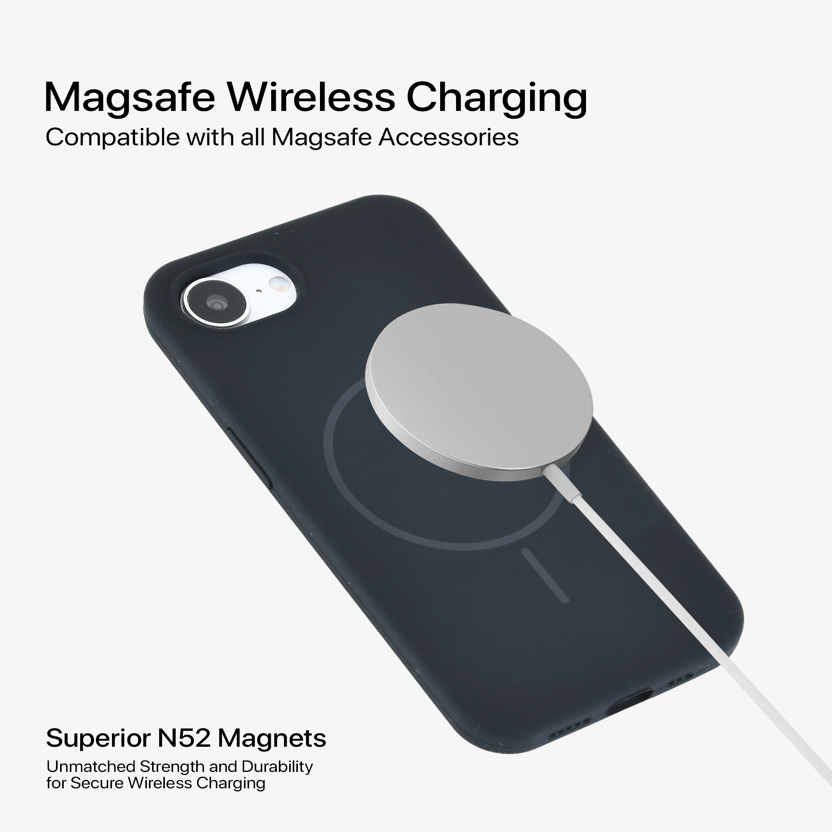 Anti Dust Magsafe Silicone Case - Iphone 16 e (Black)