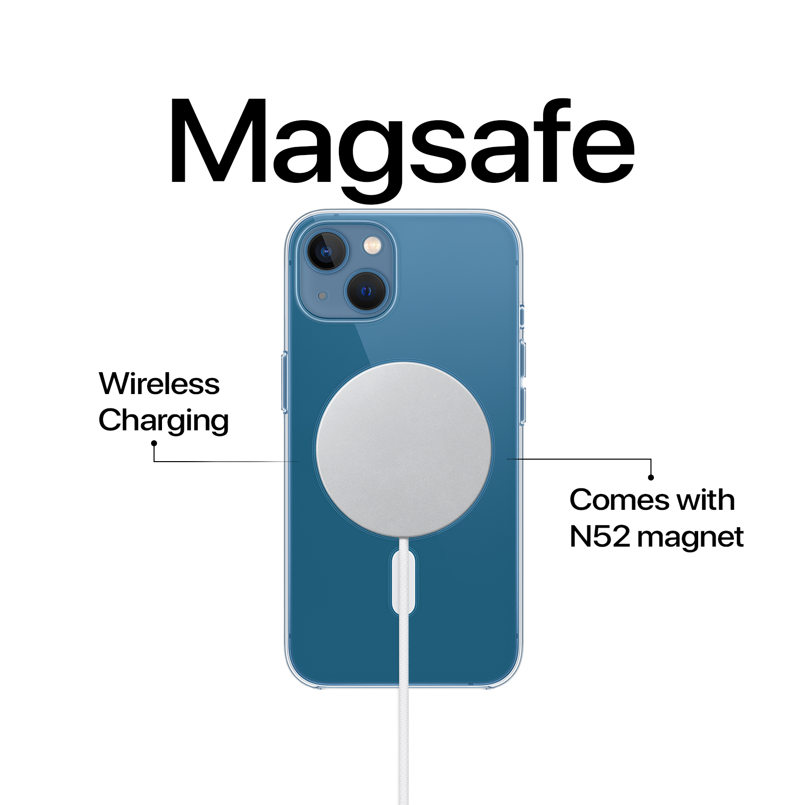 Anti Yellow Magsafe TRANSPARENT Clear Case - Iphone 14 (CRYSTAL WHITE TITANIUM)