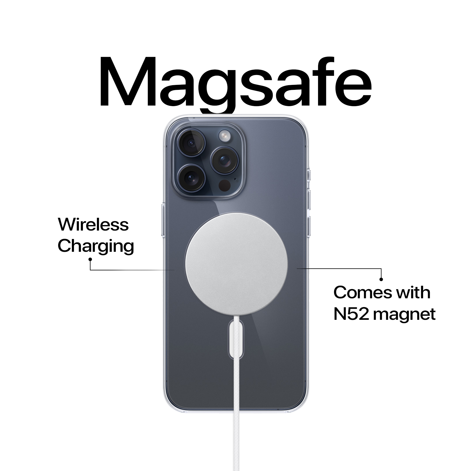 Anti Yellow Magsafe Clear Case - Iphone 15 Pro Max (CRYSTAL WHITE TITANIUM)