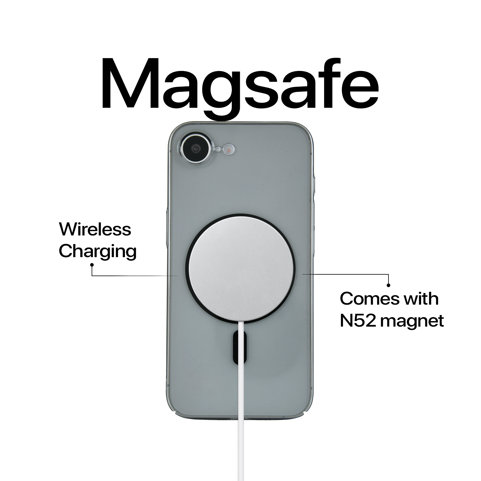 Anti Yellow Magsafe Clear Case - Iphone 16e (CRYSTAL Black TITANIUM)