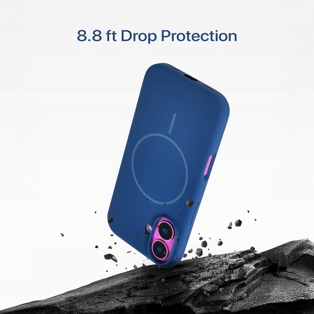 Anti Dust Magsafe Silicone Case - Iphone 16 Plus ( Denim Blue)